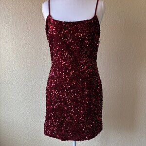 Nordstrom Sequin Camisole Dress Burgundy Size Medium